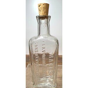 Vintage Bakers Extract Clear Glass Bottle With Cork Stopper